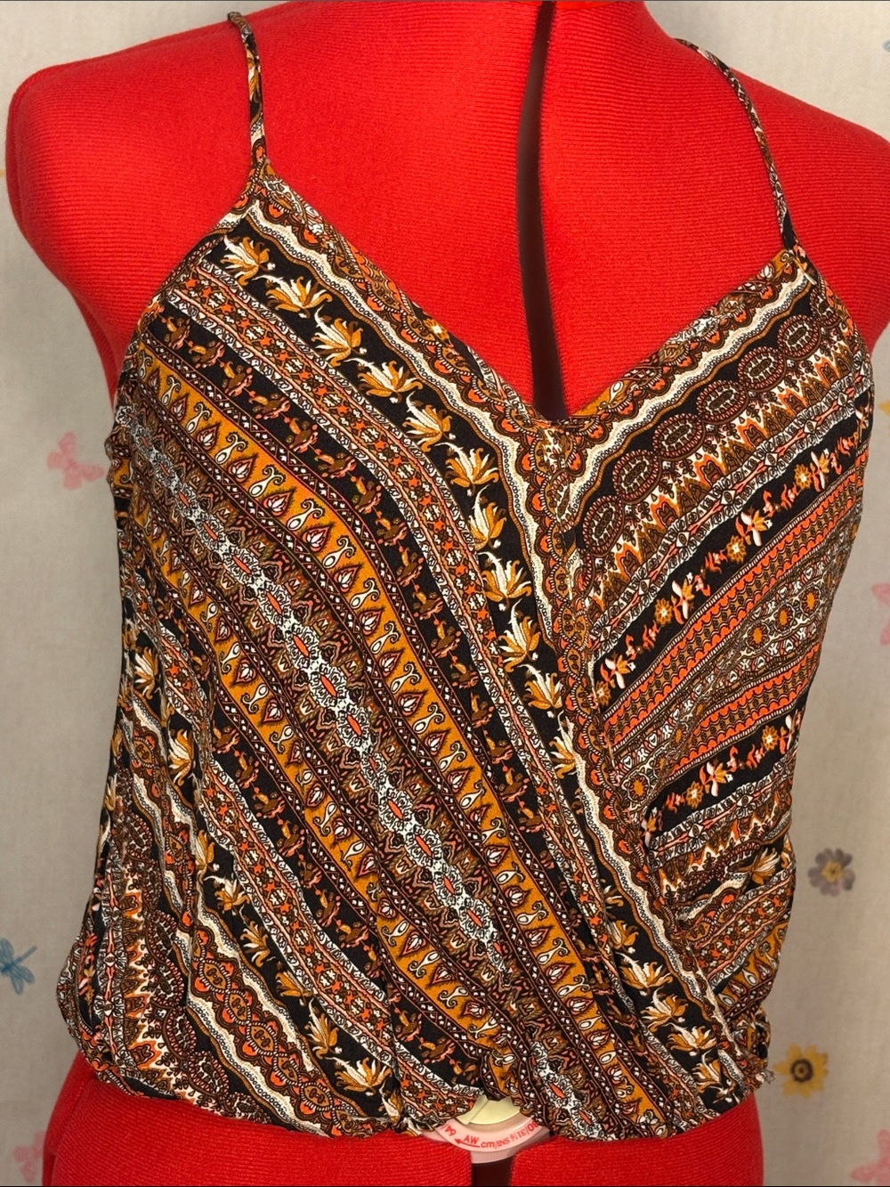 SHEIN - Black, Mustard & Orange Paisley Boho Cami